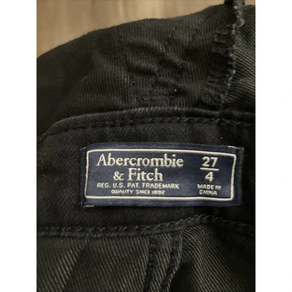 Abercrombie & Fitch Denim Bib Overalls Women's Size 27 4 Raw Hem Black Cute!